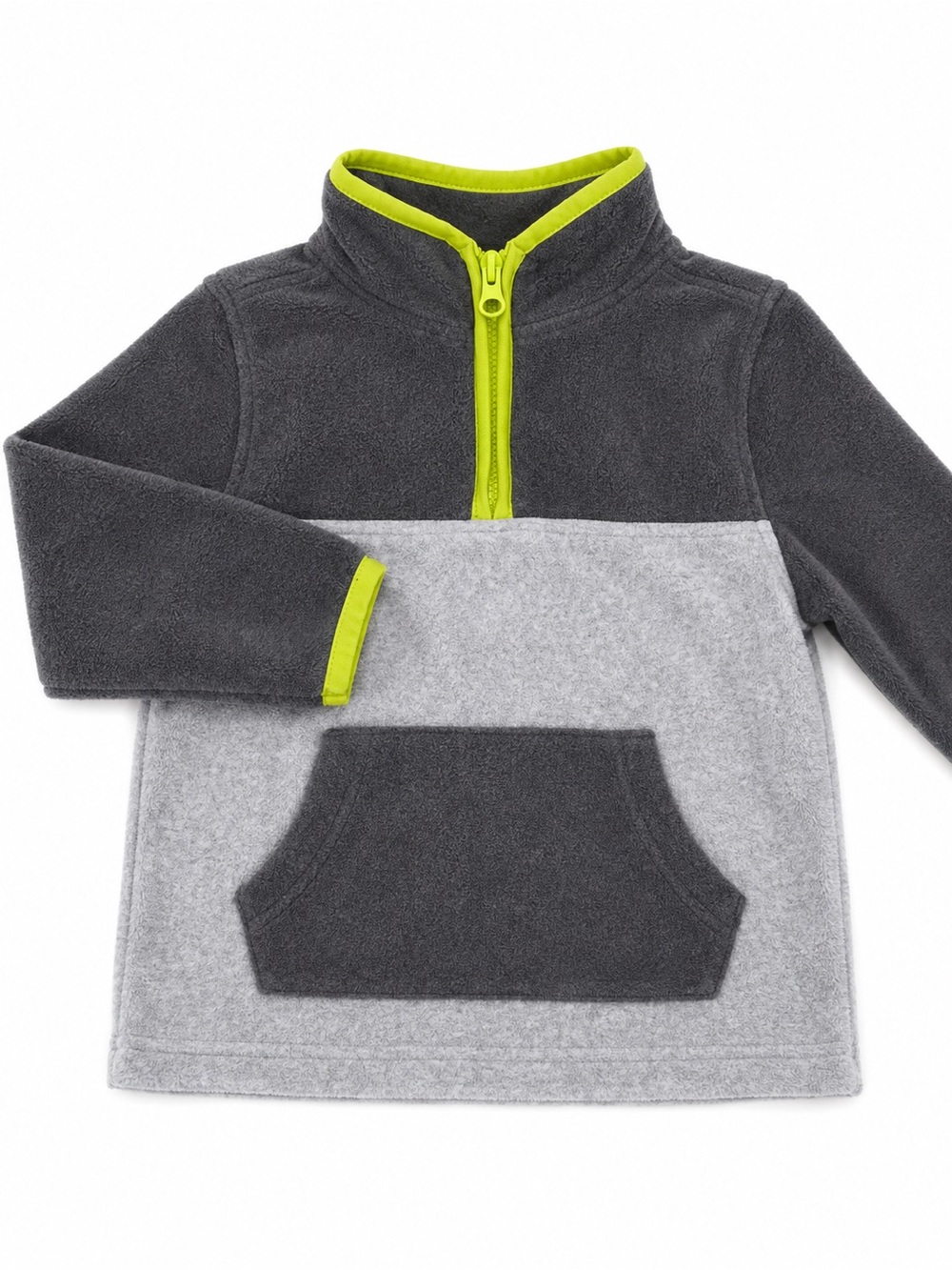 OshKosh B'gosh Gray & Charcoal Fleece Pullover with Lime Trim